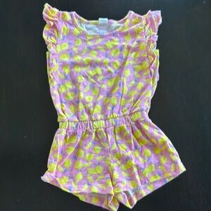 GAP Pink and Yellow Ruffle Jumpsuit